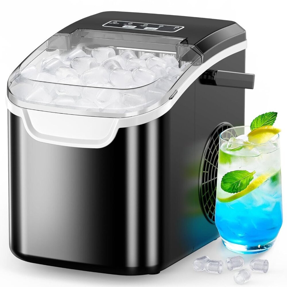 Ice Maker Countertop, Portable Ice Machine with Self-Cleaning, 26.5 lbs/24Hrs, 8